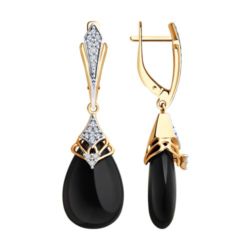 Серьги SOKOLOV - Серебро 925, Оникс, Фианит (арт. 83020411)