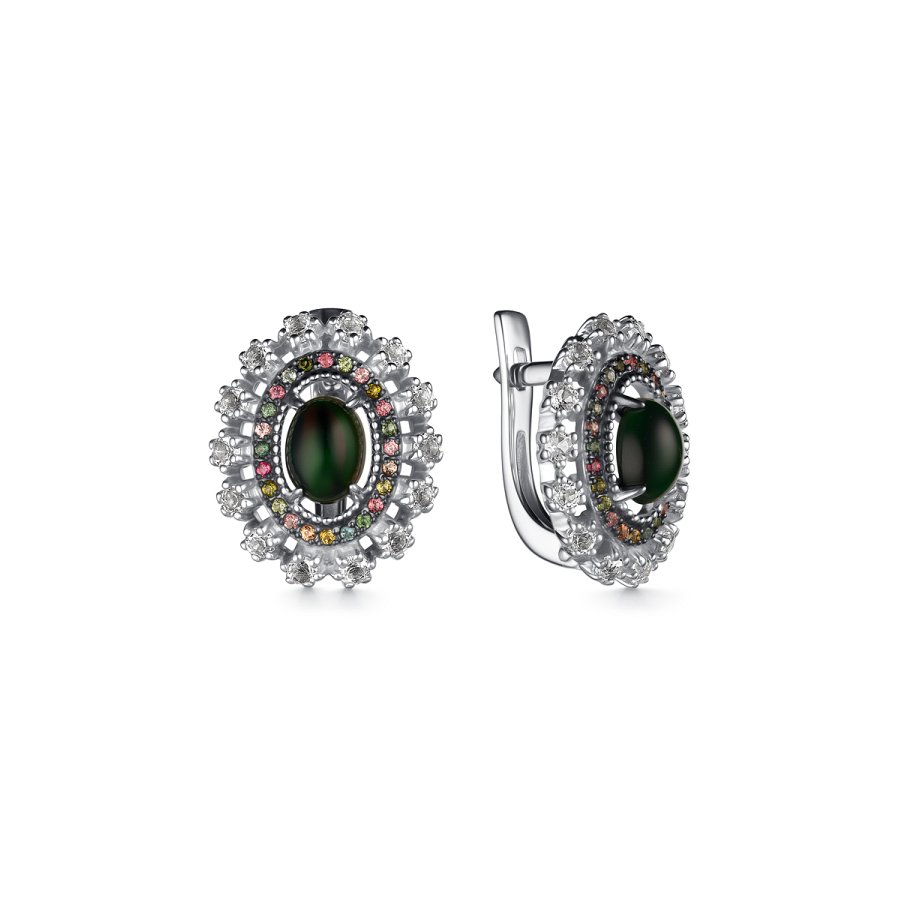 Серьги Дар - Серебро 925, Опал, Сапфир, Сапфир розовый, Топаз (арт. С-3933рчк11716151400)