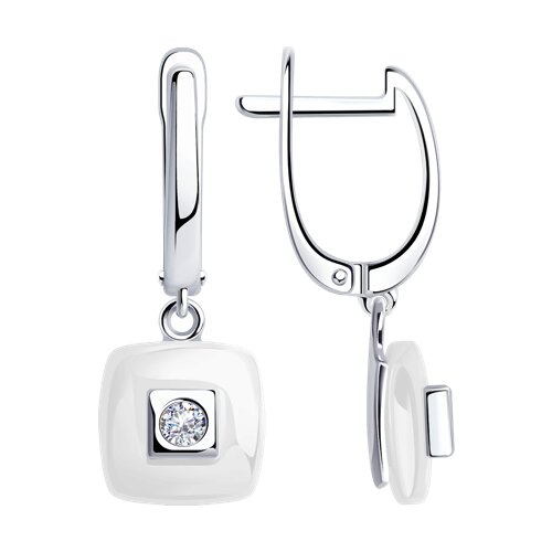 Серьги Diamant - Серебро 925, Керамика, Фианит (арт. 94-121-01278-2)