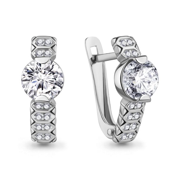 Серьги Аквамарин - Серебро 925, Фианит (арт. 400307А.5)