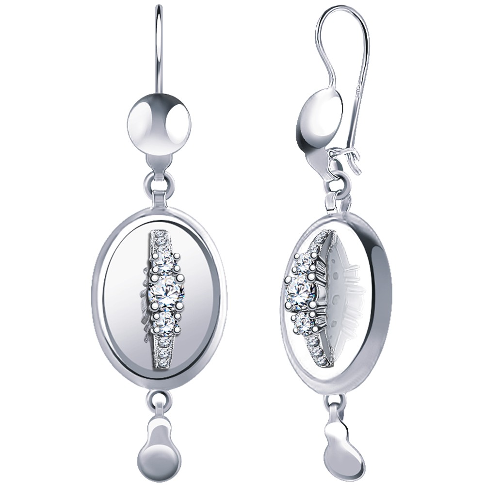 Серьги Атолл - Серебро 925, Фианит (арт. 2835-925)