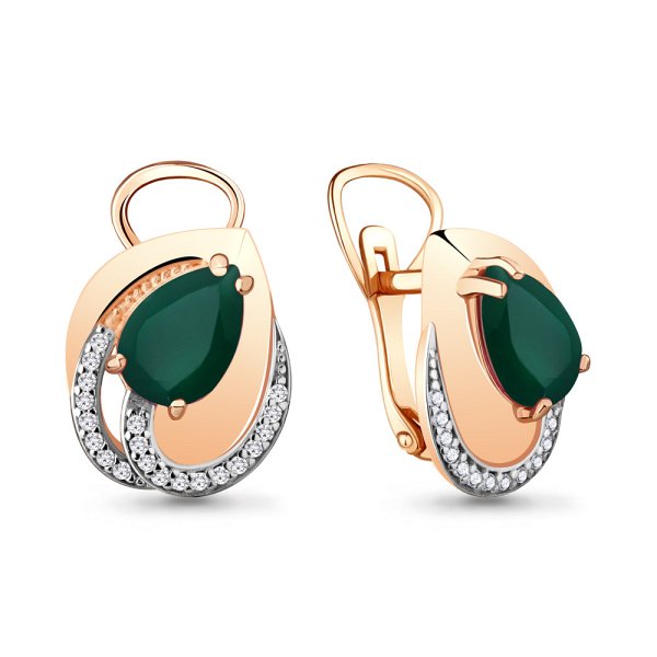 Серьги Аквамарин - Серебро 925, Агат, Фианит (арт. 4478709А.6)