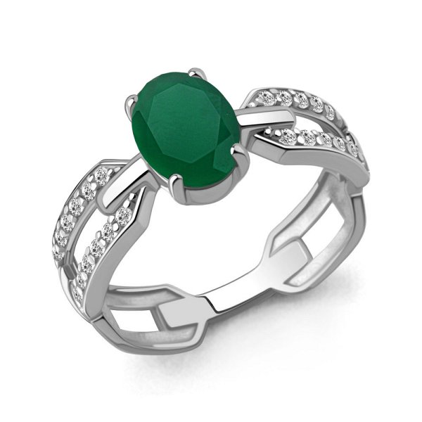 Кольцо Аквамарин - Серебро 925, Агат, Фианит (арт. 65022609А.5)