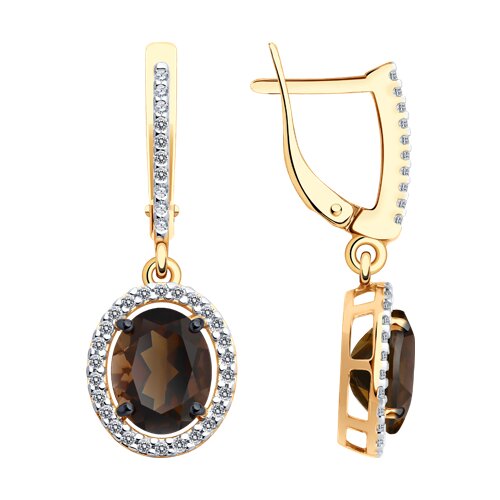 Серьги Diamant - Серебро 925, Раухтопаз, Фианит (арт. 93-321-01999-4)