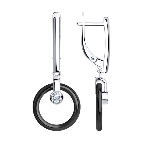 Серьги Diamant - Серебро 925, Керамика, Фианит (арт. 94-121-01276-1)