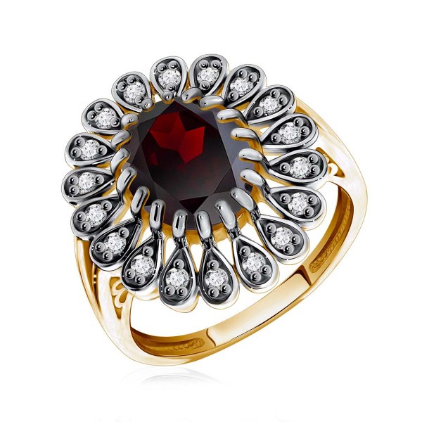 Кольцо KRASNOE - Серебро 925, Гранат, Фианит (арт. 1321820251)