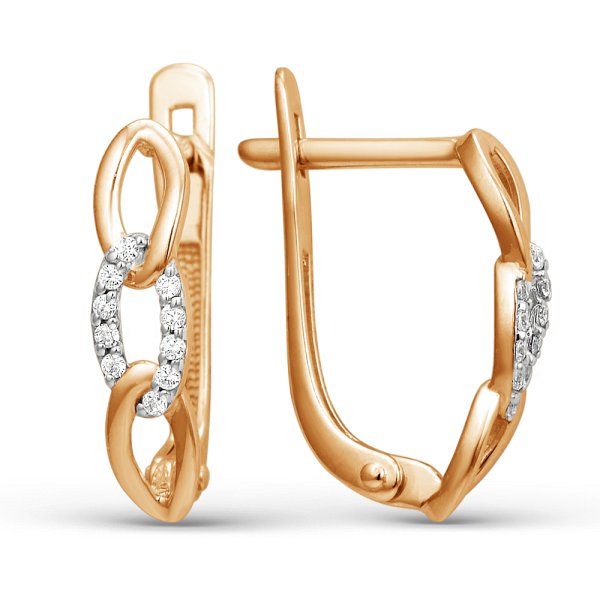 Серьги ЮФ Династия - Золото 585, Фианит (арт. 000902-1102)