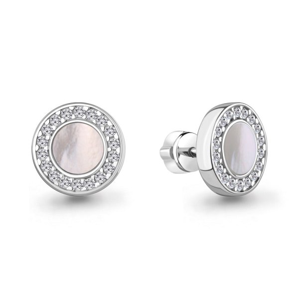 Серьги Аквамарин - Серебро 925, Перламутр, Фианит (арт. 400760А.5)