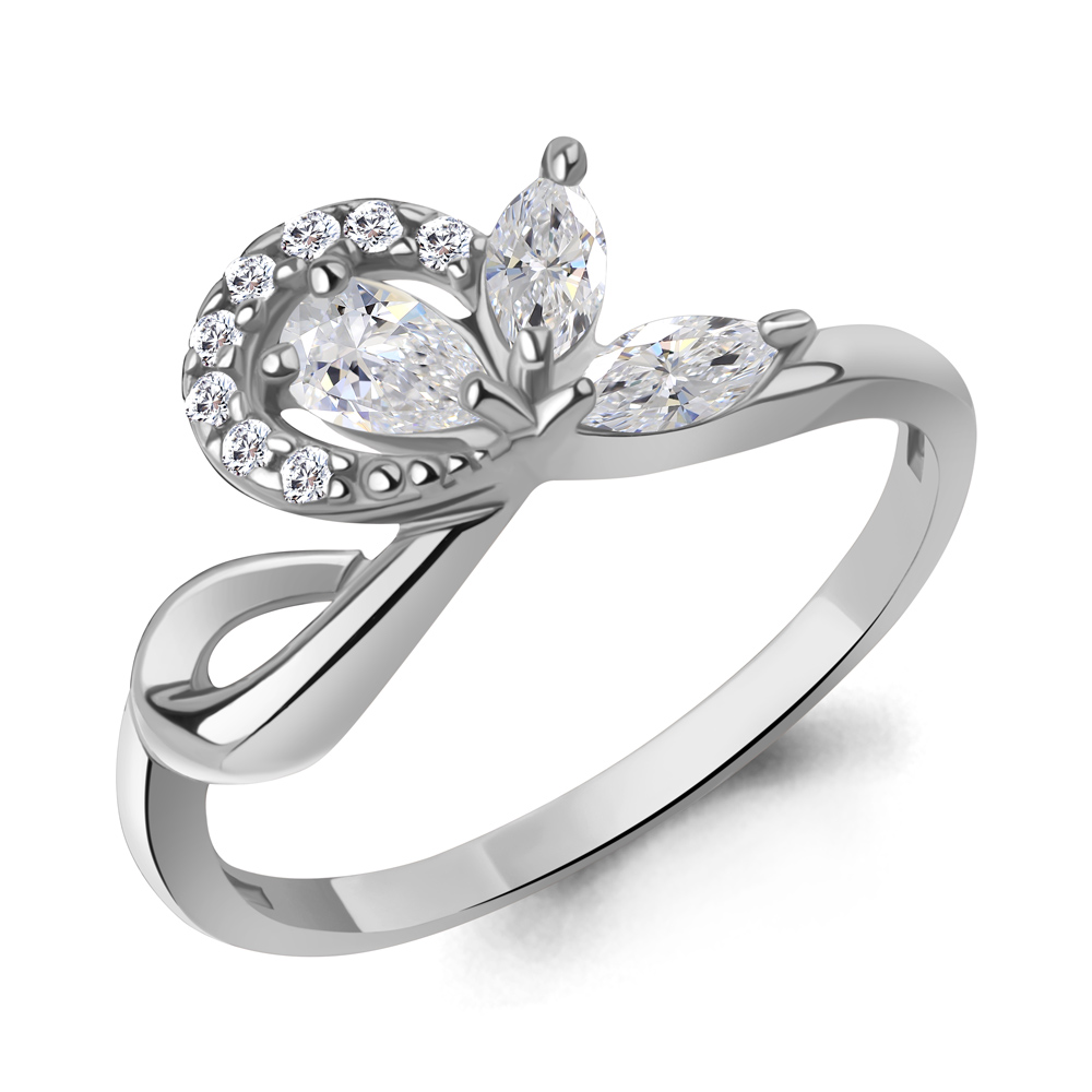 Кольцо Аквамарин - Серебро 925, Фианит (арт. 600157А.5)