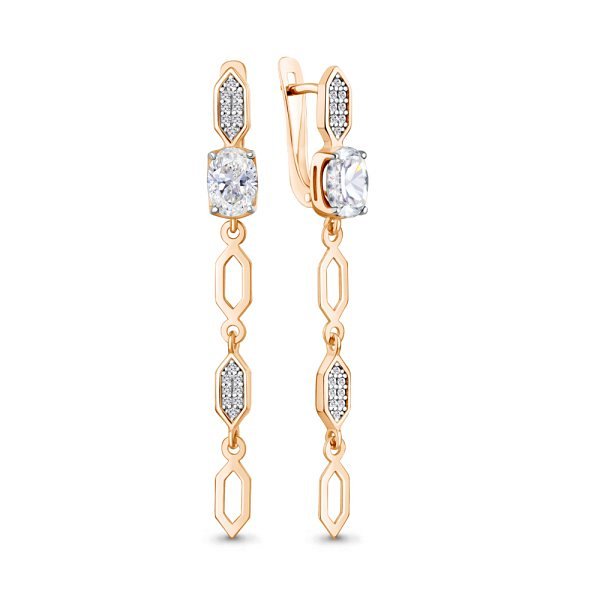 Серьги Аквамарин - Серебро 925, Фианит (арт. 400888А.6)