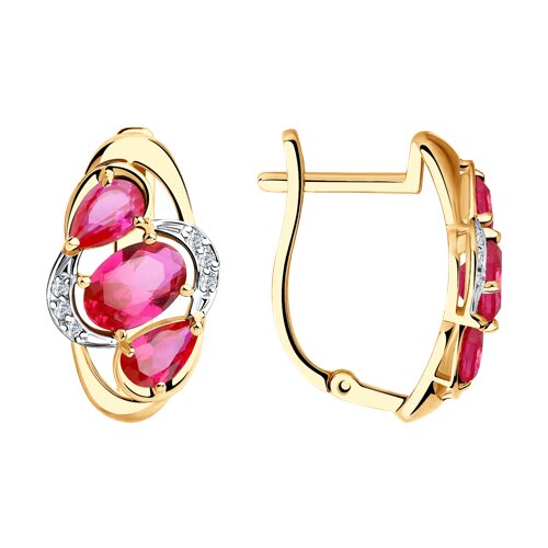 Серьги SOKOLOV - Золото 375, Синтетический рубин, Фианит (арт. 37725868)