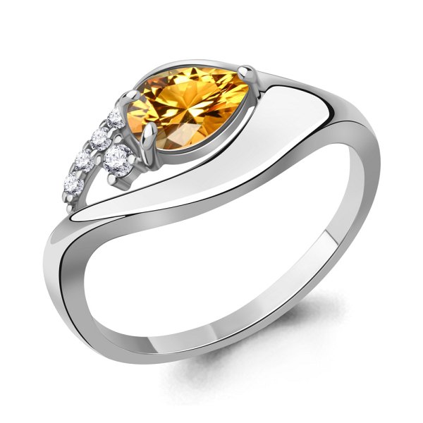 Кольцо Аквамарин - Серебро 925, Фианит, Цитрин (арт. 65015006А.5)