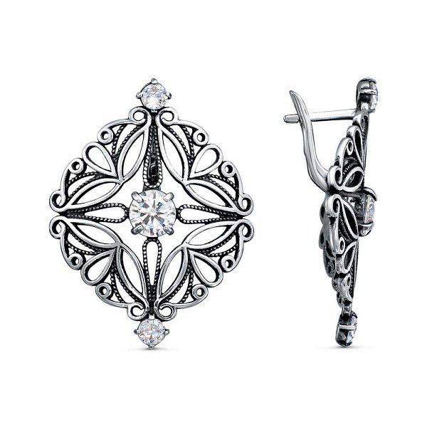 Серьги Красная пресня - Серебро 925, Фианит (арт. 33815080)