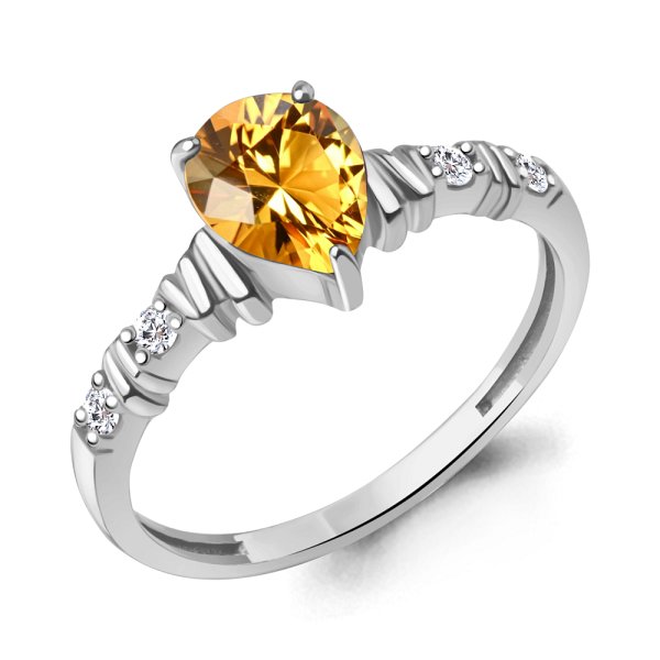 Кольцо Аквамарин - Серебро 925, Фианит, Цитрин (арт. 65032706А.5)