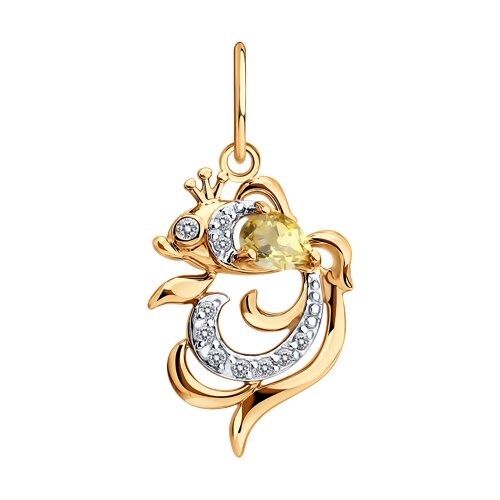 Подвеска SOKOLOV - Золото 585, Фианит, Цитрин (арт. 733105)