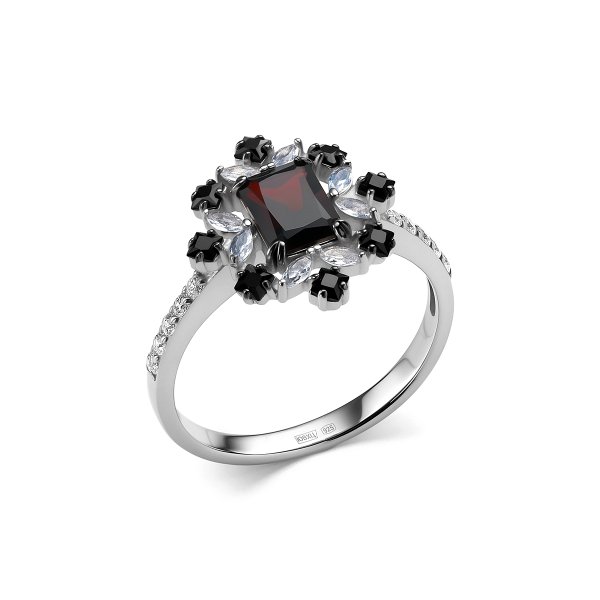 Кольцо Дар - Серебро 925, Гранат, Кварц, Шпинель (арт. К-5167рчс4041613600)