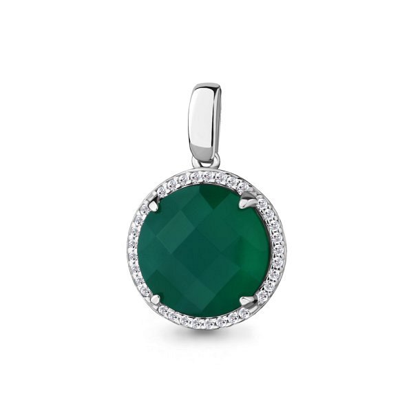 Подвеска Аквамарин - Серебро 925, Агат, Фианит (арт. 2508209А.5)