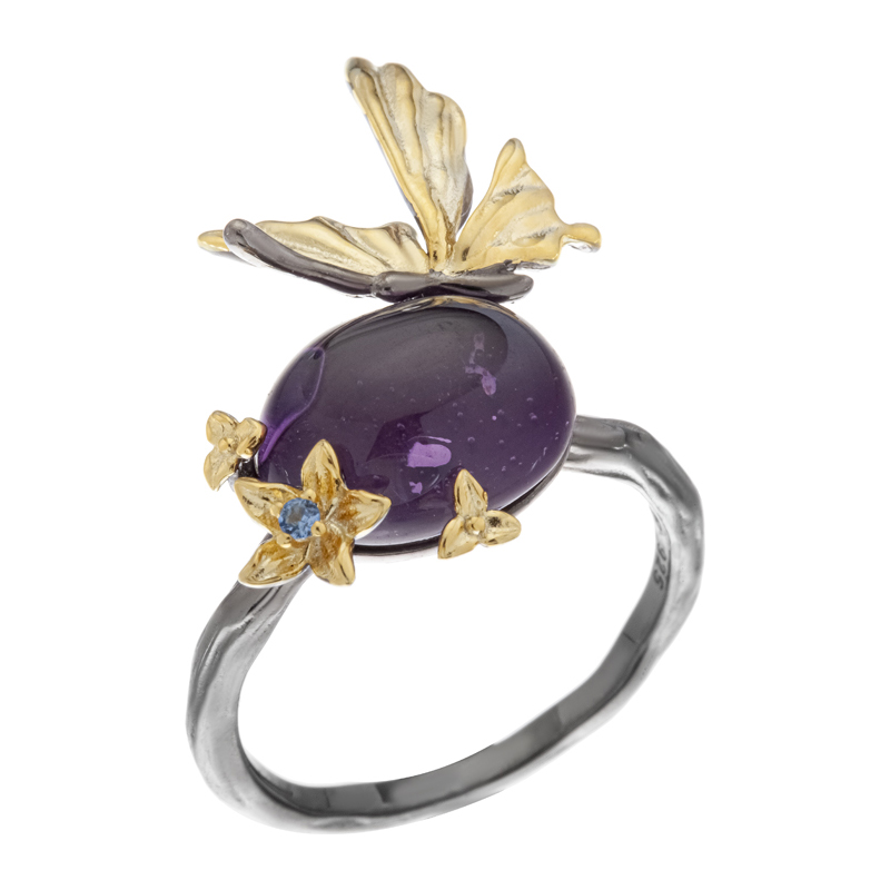 Кольцо Мастер Клио - Серебро 925, Аметист, Синтетическая шпинель (арт. 36К153014)