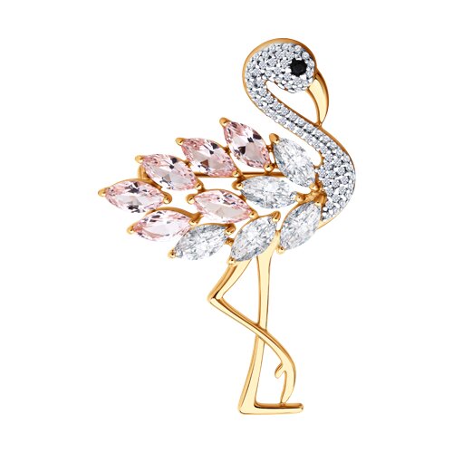 Брошь SOKOLOV - Серебро 925, Синтетический ситалл , Фианит (арт. 92040131)