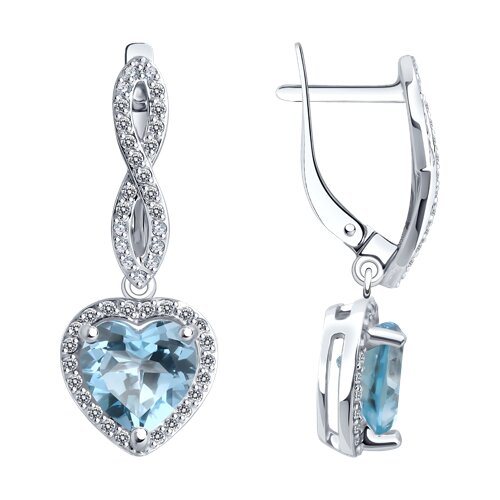 Серьги SOKOLOV - Золото 585, Топаз, Фианит (арт. 728777-3)