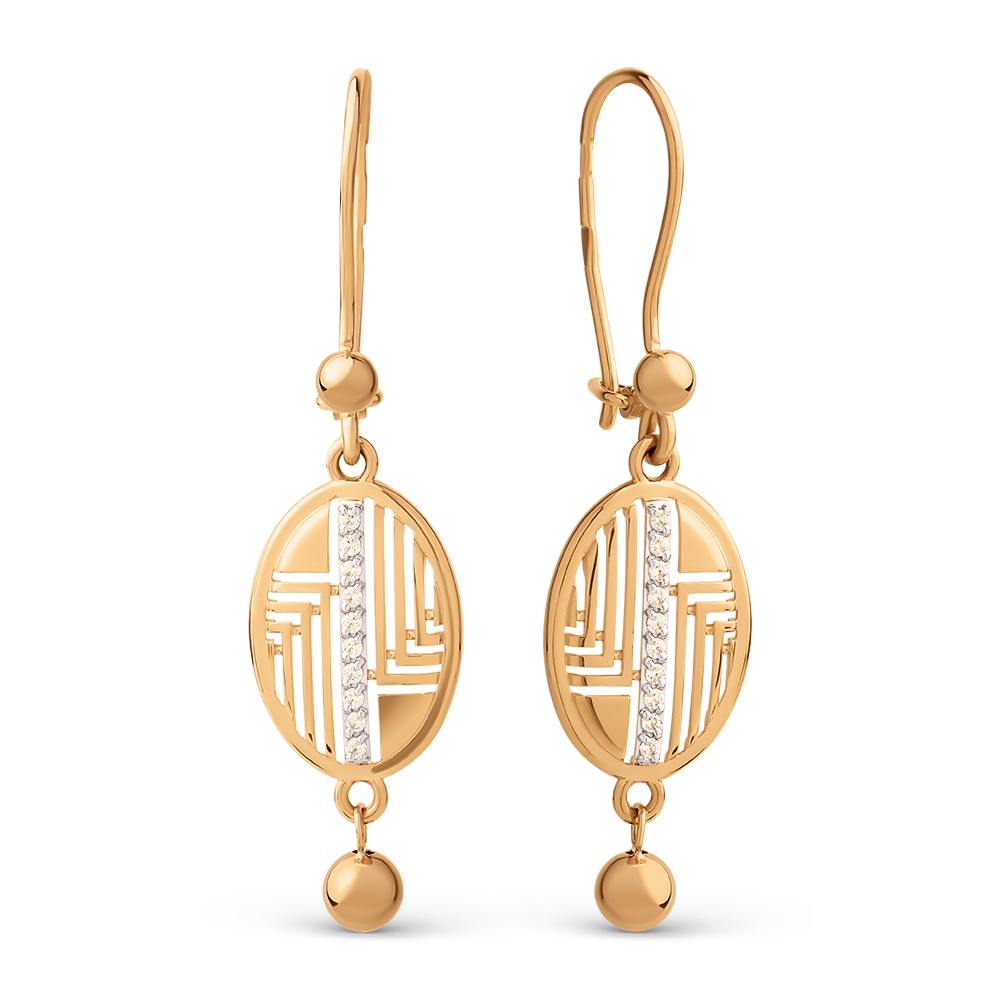 Серьги ЮФ Династия - Золото 585, Фианит (арт. 029762-1102)