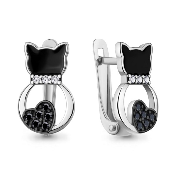 Серьги Аквамарин - Серебро 925, Фианит, Эмаль (арт. 400792АЧ.5)