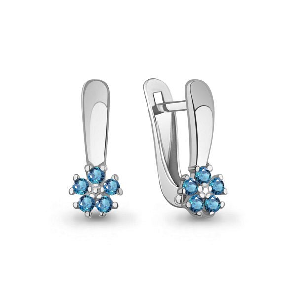 Серьги Аквамарин - Серебро 925, Синтетический сапфир (арт. 400558Б.5)