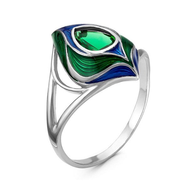 Кольцо Красная пресня - Серебро 925, Синтетическая шпинель, Эмаль (арт. 2388998Д7)