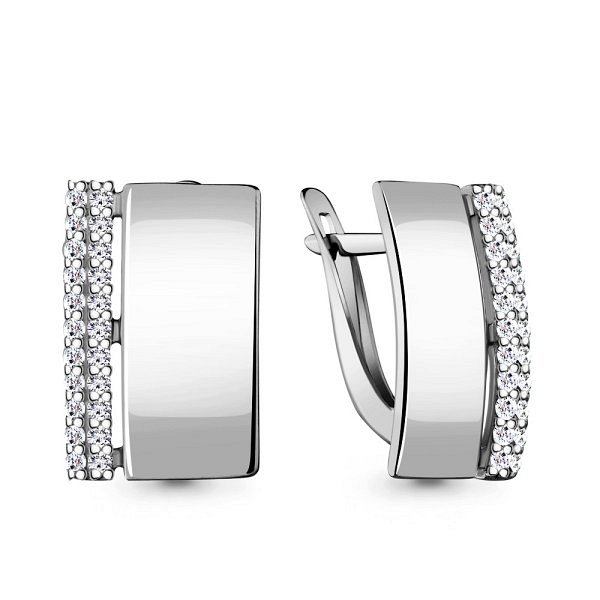 Серьги Аквамарин - Серебро 925, Фианит (арт. 48373А.5)