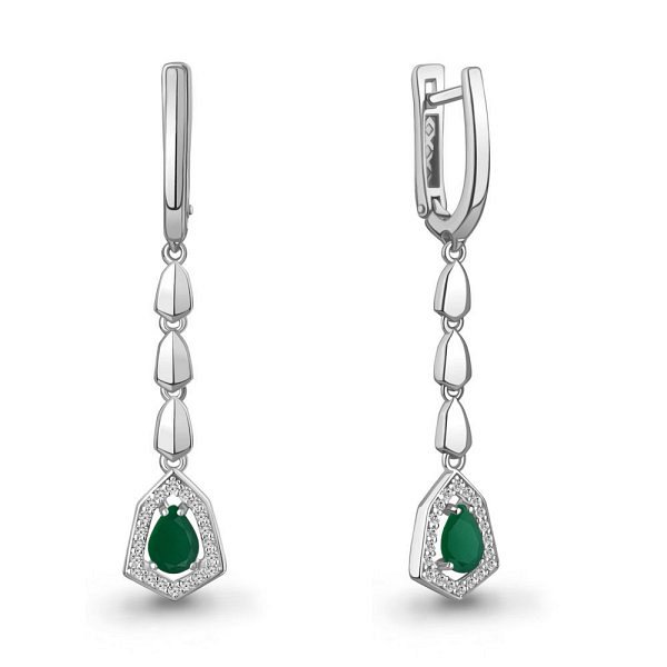 Серьги Аквамарин - Серебро 925, Агат, Фианит (арт. 45016809А.5)