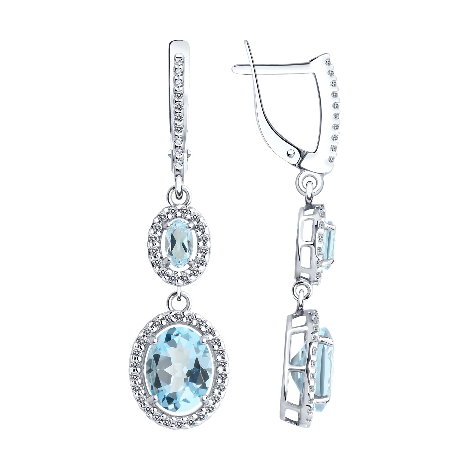 Серьги Diamant - Серебро 925, Топаз, Фианит (арт. 94-321-02046-1)