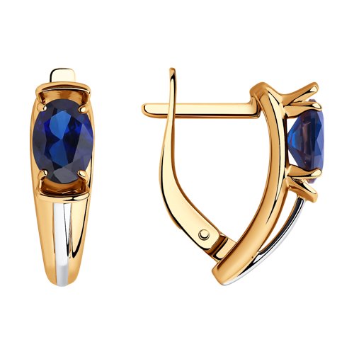 Серьги SOKOLOV - Серебро 925, Синтетический сапфир , Фианит (арт. 88020070)