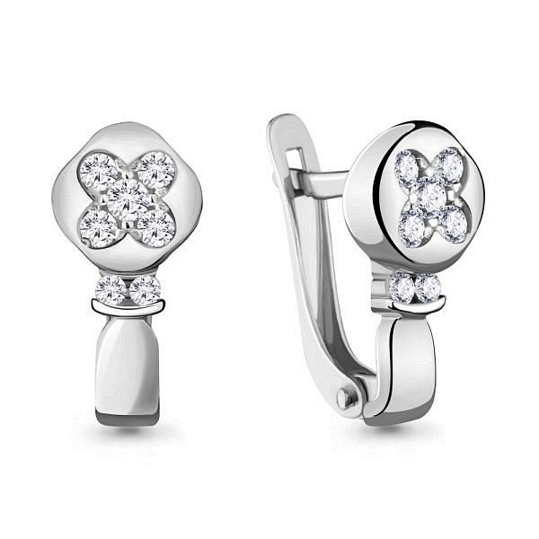 Серьги Аквамарин - Серебро 925, Фианит (арт. 48070А.5)