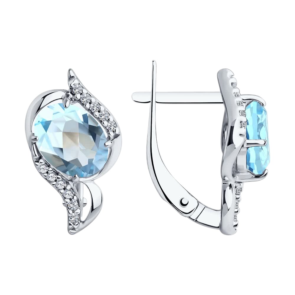 Серьги Diamant - Серебро 925, Топаз, Фианит (арт. 94-320-00185-1)