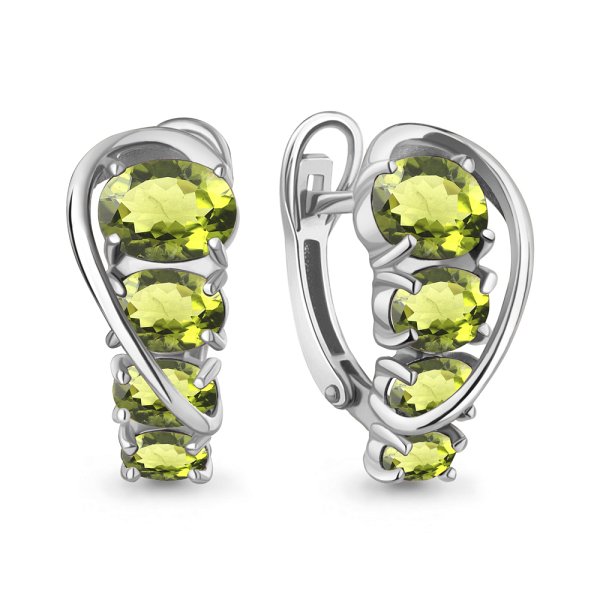 Серьги Аквамарин - Серебро 925, Хризолит (арт. 45013807.5)
