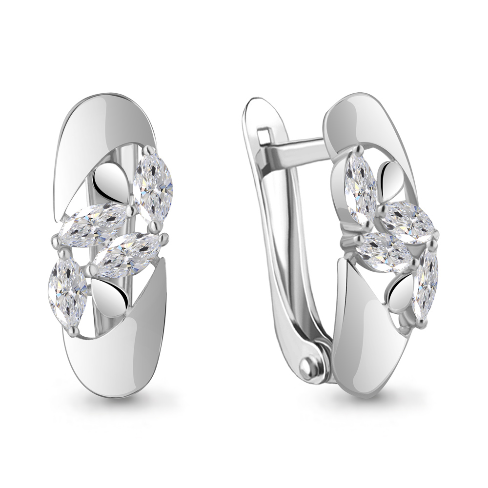 Серьги Аквамарин - Серебро 925, Фианит (арт. 49215.5)