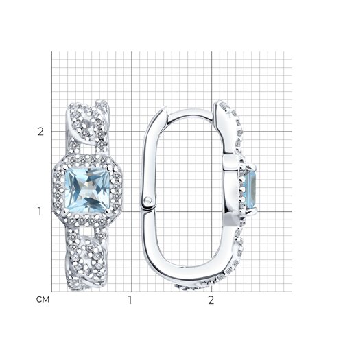 Серьги SOKOLOV - Серебро 925, Топаз, Фианит (арт. 92025399)