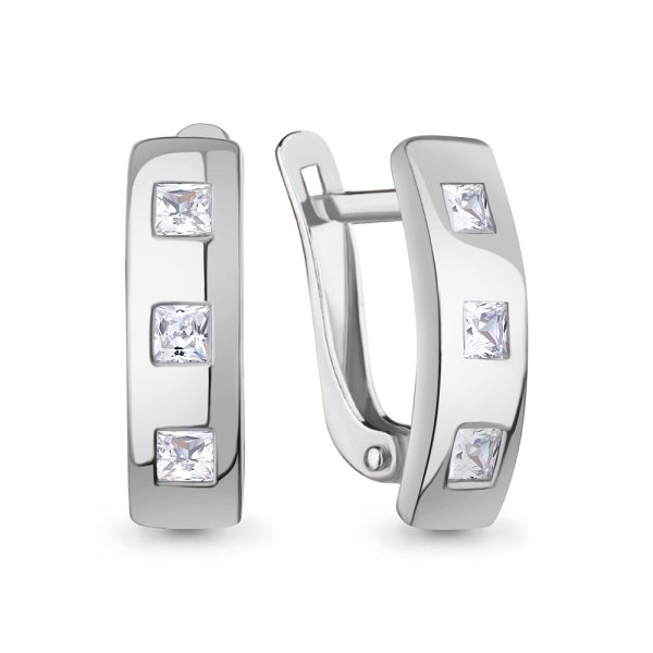 Серьги Аквамарин - Серебро 925, Фианит (арт. 400620.5)