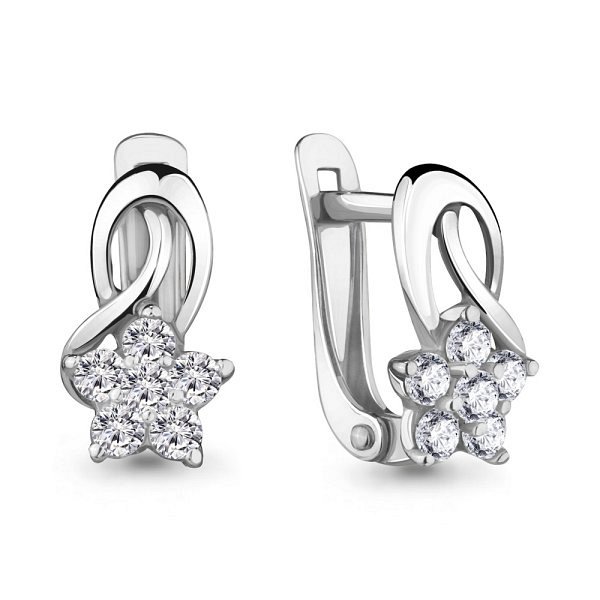 Серьги Аквамарин - Серебро 925, Фианит (арт. 45376А.5)