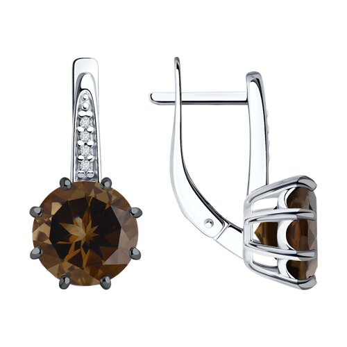 Серьги Diamant - Серебро 925, Раухтопаз, Фианит (арт. 94-320-02040-3)