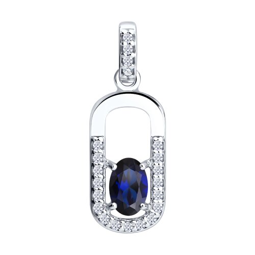 Подвеска SOKOLOV - Серебро 925, Синтетический сапфир , Фианит (арт. 88030019)