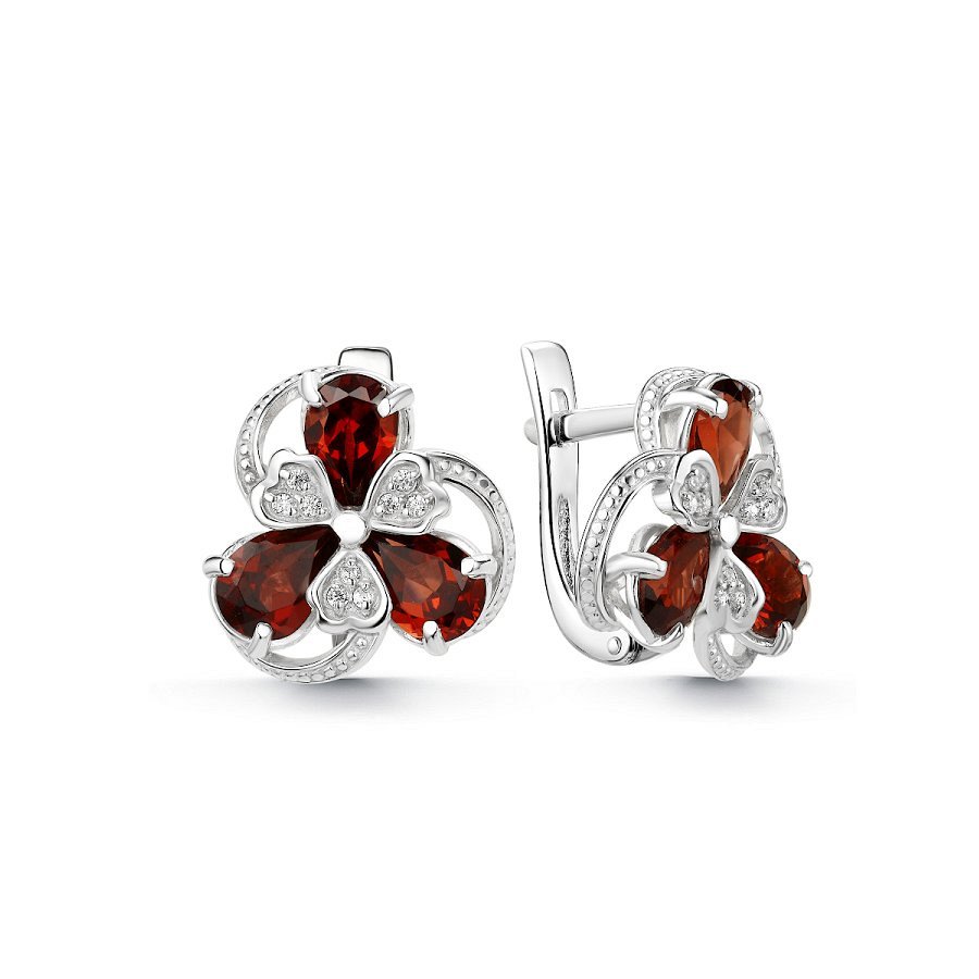 Серьги Дар - Серебро 925, Гранат, Фианит (арт. С-5245рс40400)