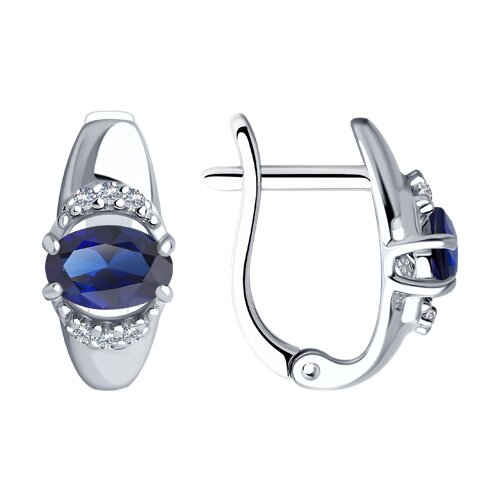 Серьги SOKOLOV - Серебро 925, Синтетический сапфир , Фианит (арт. 88020005)