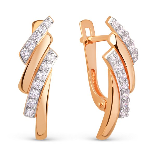 Серьги ЮФ Династия - Золото 585, Фианит (арт. 025632-1102)