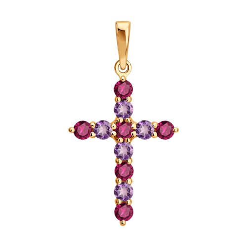 Подвеска SOKOLOV - Золото 585, Аметист, Родолит (арт. 733125)