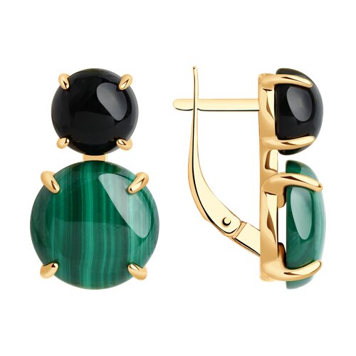 Серьги SOKOLOV - Серебро 925, Агат, Малахит (арт. 83020096)