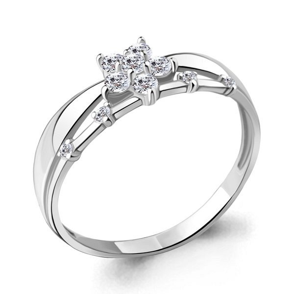 Кольцо Аквамарин - Серебро 925, Фианит (арт. 68007А.5)