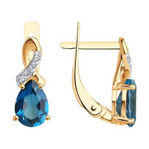 Серьги SOKOLOV - Золото 585, Топаз лондон, Фианит (арт. 728098)