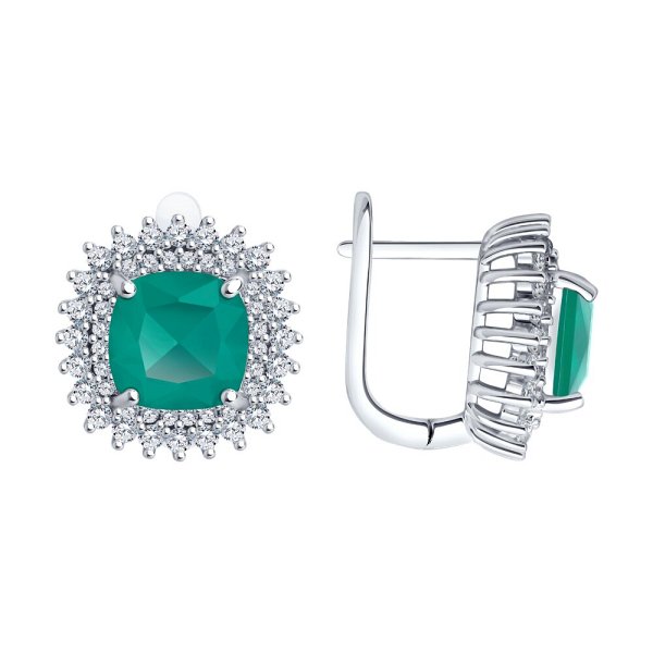 Серьги SOKOLOV - Серебро 925, Синтетический ситалл , Фианит (арт. 92025256-91)