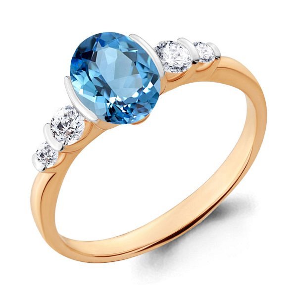 Кольцо Аквамарин - Золото 375, Топаз, Фианит (арт. 6523305.8)